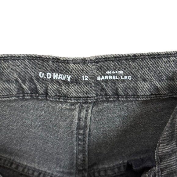 Old Navy Womens High Rise Barrel Leg Jeans Gray Size 12 Western Horseshoe Boho - Picture 3 of 6